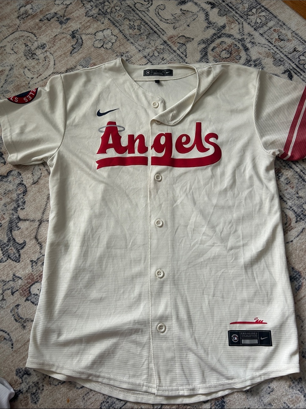 Nike Cream Red genuine Angels Baseball Jersey